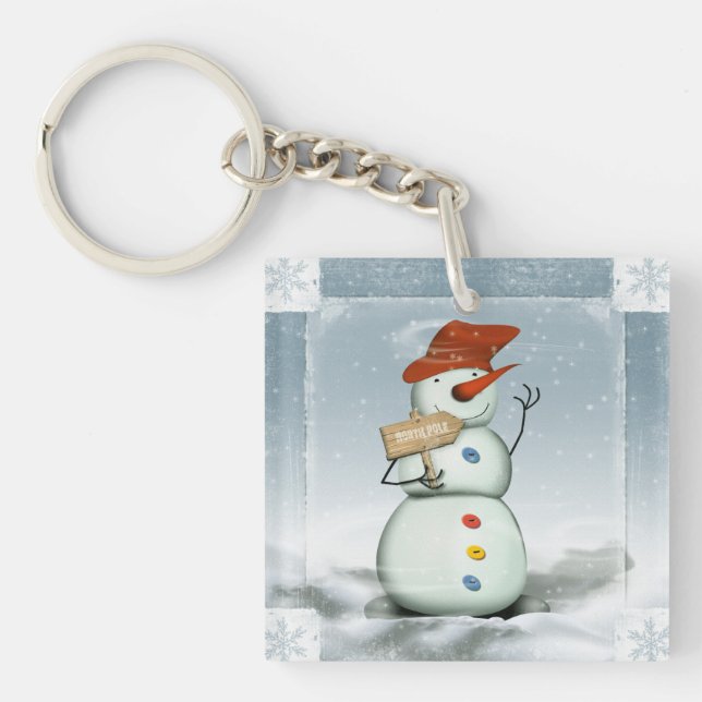 North Pole Snowman Acrylic Keychain (Front)