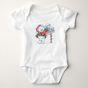 North Pole Snowman Baby Bodysuit