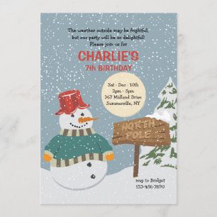 North Pole Snowman Invitation