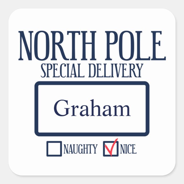 North Pole Special Delivery Christmas Square Stick Sticker (Front)