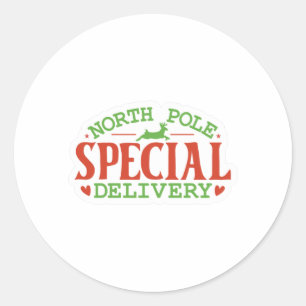 North Pole Special Delivery Classic Round Sticker