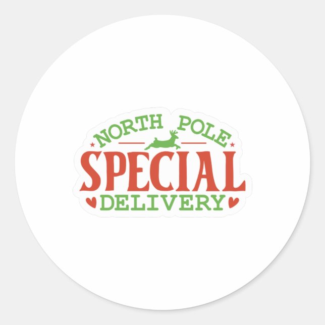 North Pole Special Delivery Classic Round Sticker (Front)
