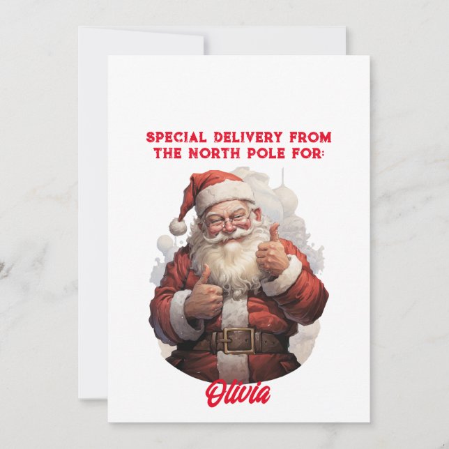 North Pole Special Delivery Customizable Gift  Holiday Card (Front)