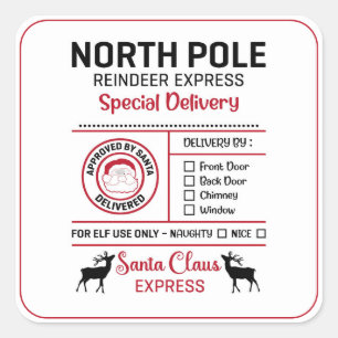 North Pole Special Delivery Square Sticker