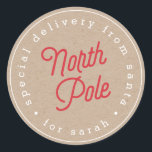 North Pole Special Delviery Kraft Sticker<br><div class="desc">Bring a little excitement and wonder to your holiday packaging this year with speciality stickers and gift wrap from Blush Paper Co.  Our festive stickers feature personalisation like you've never seen before!</div>