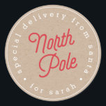North Pole Special Delviery Kraft Sticker<br><div class="desc">Bring a little excitement and wonder to your holiday packaging this year with speciality stickers and gift wrap from Blush Paper Co.  Our festive stickers feature personalisation like you've never seen before!</div>