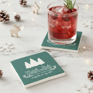 North Pole Trading Company Christmas Typography Stone Coaster