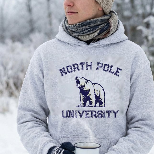 North Pole University , Cute Christmas Polar  Bear Hoodie (Creator Uploaded)
