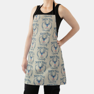 North Pole University Xmas Chinoiserie Reindeer Apron