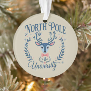 North Pole University Xmas Chinoiserie Reindeer  Ornament