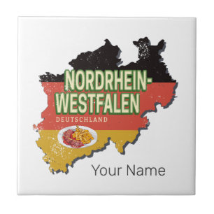 North Rhine Westphalia Germany Retro NRW Souvenir Ceramic Tile