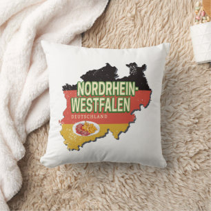 North Rhine Westphalia Germany Retro NRW Souvenir Cushion
