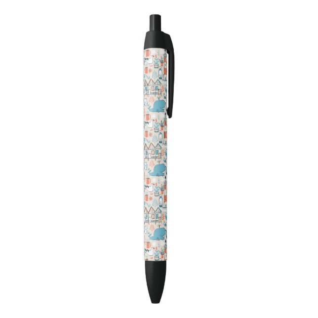 North Sea Cute Doodle Pattern Black Ink Pen (Bottom (Vertical))