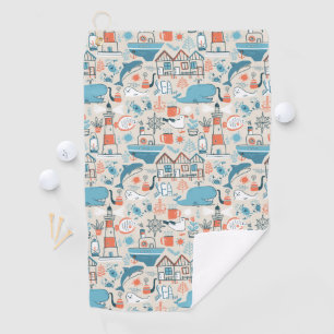 North Sea Cute Doodle Pattern Golf Towel