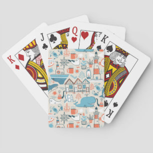 North Sea Cute Doodle Pattern Playing Cards