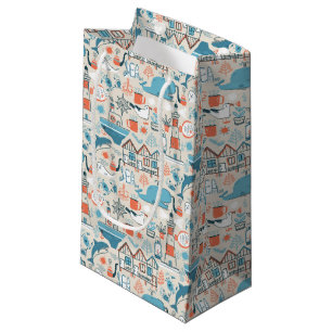 North Sea Cute Doodle Pattern Small Gift Bag