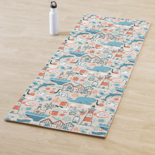 North Sea Cute Doodle Pattern Yoga Mat