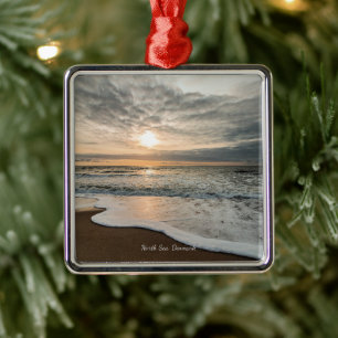 North Sea, Denmark picturesque sunset, Metal Ornament