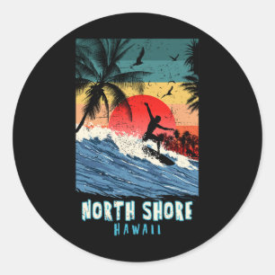 North Shore Hawaii Beach Surfing Vintage Retro Pal Classic Round Sticker