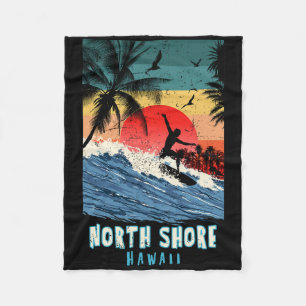 North Shore Hawaii Beach Surfing Vintage Retro Pal Fleece Blanket