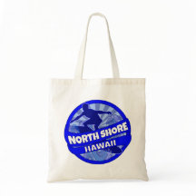North Shore Hawaii blue surfer logo tote bag