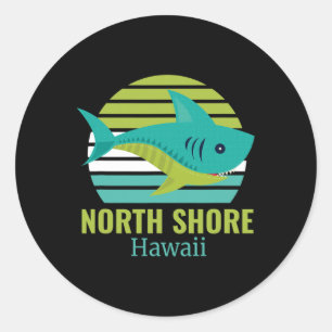 North Shore Hawaii Shark Classic Round Sticker