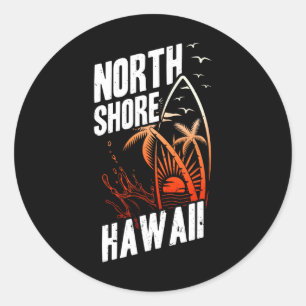 North Shore Hawaii Surfing Classic Round Sticker