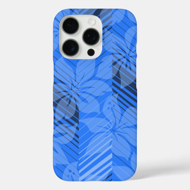 North Shore Hawaiian Hibiscus Stripes Blue Case-Mate iPhone Case (Back)