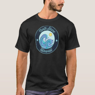 North Shore Hi Hawaii Souvenir Nautical Surfer Gra T-Shirt