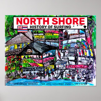 NORTH SHORE HISTORY OF SURFING PIPELINE POSTER