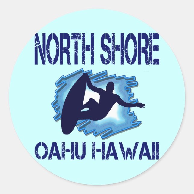 NORTH SHORE, OAHU, HAWAII CLASSIC ROUND STICKER (Front)