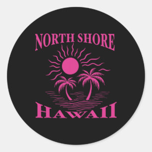 North Shore Oahu Hawaii Souvenir Surfing Hawaiian  Classic Round Sticker