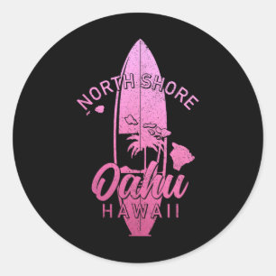 North Shore Oahu Hawaii Surf Board Surfing Surfer  Classic Round Sticker