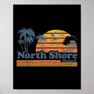 North Shore Oahu Hawaii Vintage Beach Surfing Retr Poster