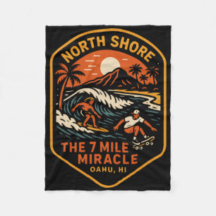 North Shore Surfing The 7 Mile Miracle Vintage Men Fleece Blanket