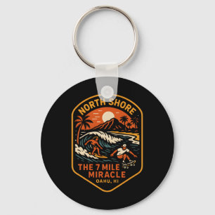 North Shore Surfing The 7 Mile Miracle Vintage Men Key Ring