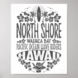 North Shore Waimea Y Pacific Ocean Wave Riders Sur Poster