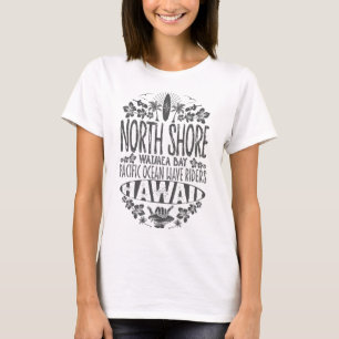 North Shore Waimea Y Pacific Ocean Wave Riders Sur T-Shirt