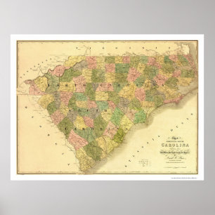 North & South Carolina Map 1839 Poster
