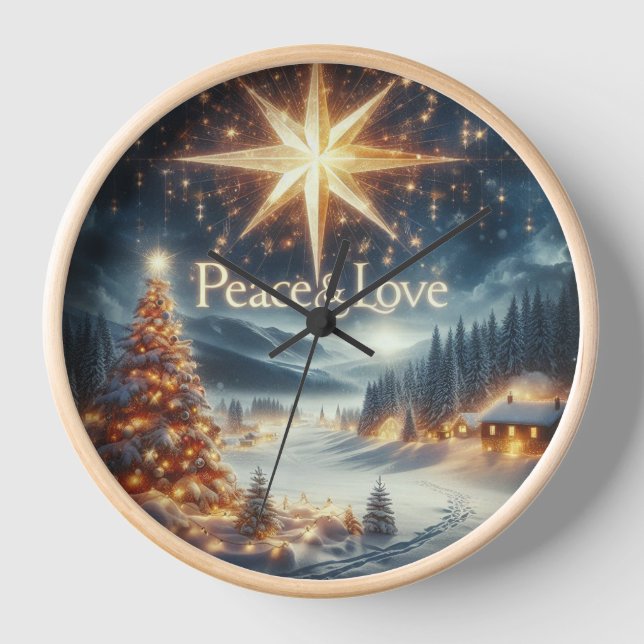 North Star Christmas Valley Winter Wonderland Clock (Front)