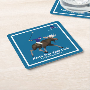 North Star Moose Polo Club Square Paper Coaster