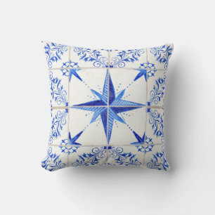 North Star Watercolor Rustic Modern Farmhouse Tile Cushion