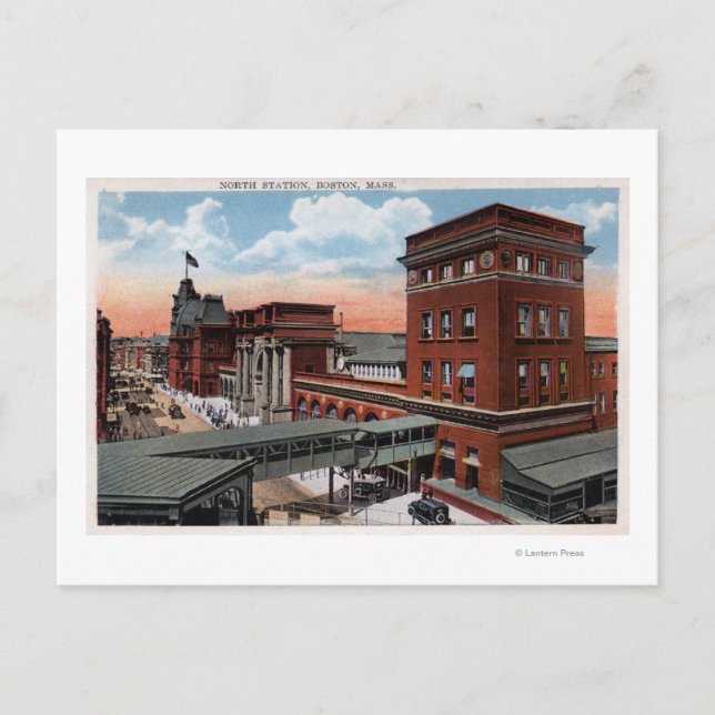 North Station - Railroad Depot Postcard (Front)