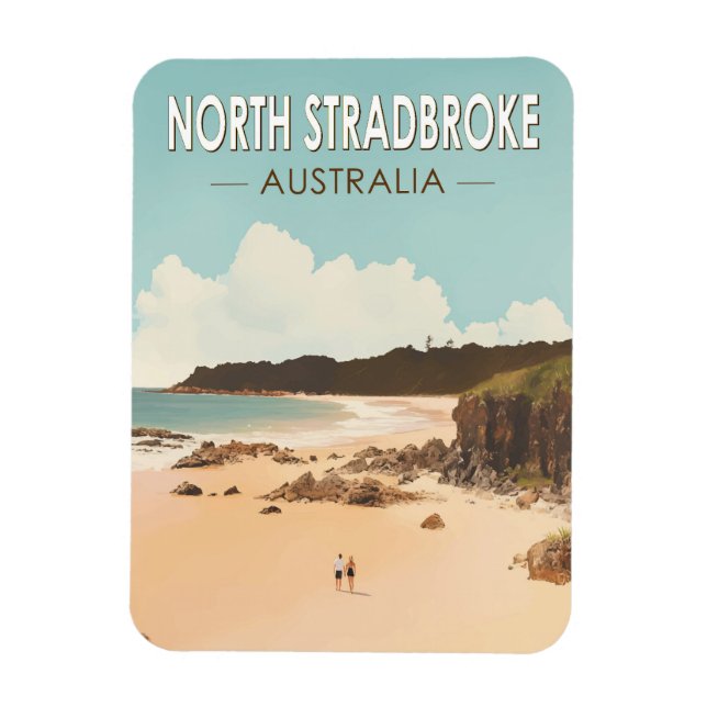 North Stradbroke Island Australia Travel Art Retro Magnet (Vertical)