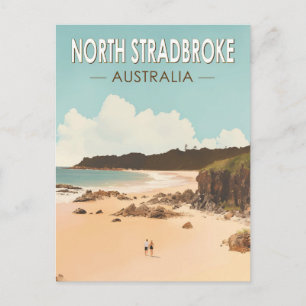 North Stradbroke Island Australia Travel Art Retro Postcard