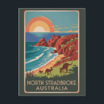 North Stradbroke Island Kangaroos Illustration Postcard<br><div class="desc">North Stradbroke Island in a vector art style. Colloquially Straddie or North Straddie,  is an island that lies within Moreton Bay in the Australian state of Queensland.</div>