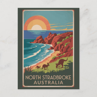 North Stradbroke Island Kangaroos Illustration Postcard