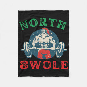 North Swole Funny Muscle Santa Christmas Bodybuild Fleece Blanket