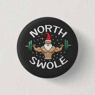 North Swole Funny Muscle Santa Christmas Fitness 3 Cm Round Badge