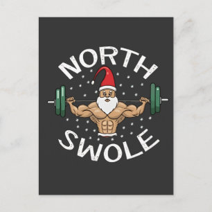 North Swole Funny Muscle Santa Christmas Fitness Invitation Postcard